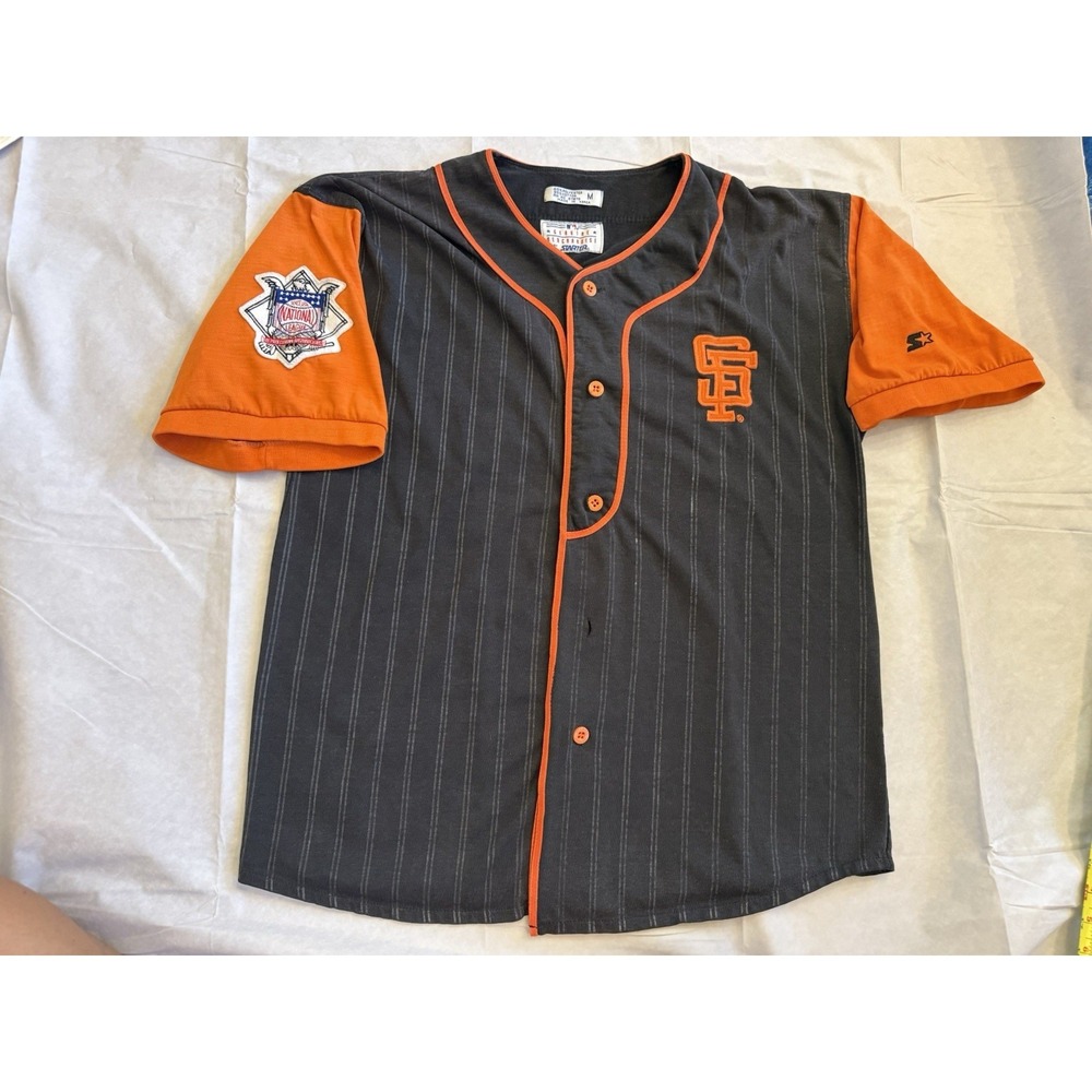 Vintage 90s San Francisco Giants Jersey Starter Made in Korea Pinstripe Orange M
